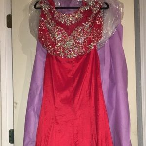 2 piece red prom dress
